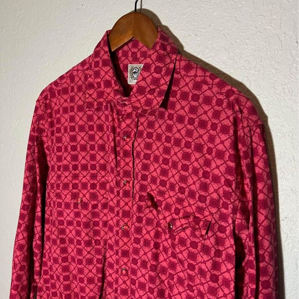 Pink Prism Cinch Cowboy Western Pearl Snap Button-up Shirt Mens Large Crazy